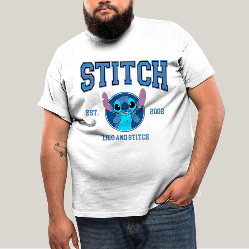 Camiseta Plus Size Algodão Unissex T shirt Lilo & Stitch Est.2002