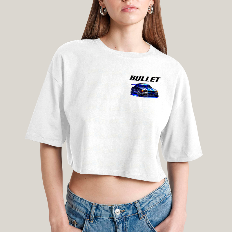 Cropped Oversized Algodão Unissex T shirt Suki & Bullet BFF ou casal FC