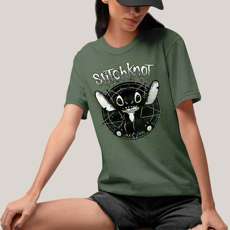 Camiseta Algodão Unissex T shirt Stitchknot Lilo & Stitch