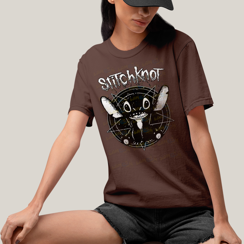 Camiseta Algodão Unissex T shirt Stitchknot Lilo & Stitch
