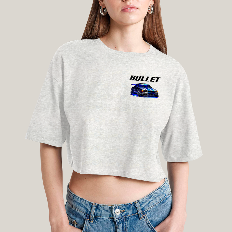 Cropped Oversized Algodão Unissex T shirt Suki & Bullet BFF ou casal FC