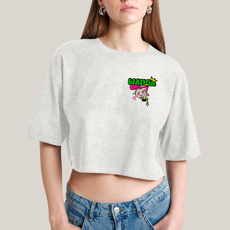 Cropped Oversized Algodão Unissex T shirt Cosmo & Wanda BFF ou casal FC