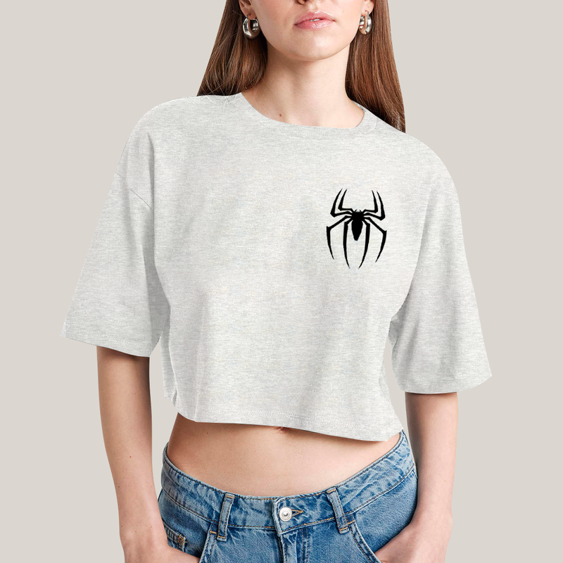 Cropped Oversized Algodão Unissex T shirt Spider Boy & Spider Girl BFF ou casal FC