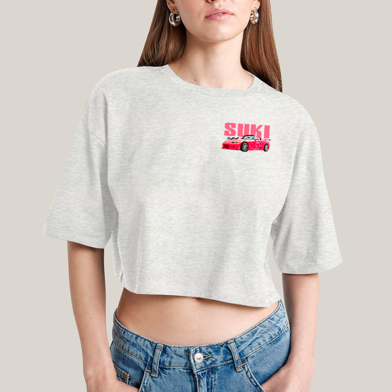 Cropped Oversized Algodão Unissex T shirt Suki & Bullet BFF ou casal FC