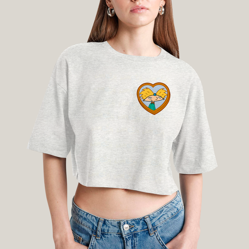 Cropped Oversized Algodão Unissex T shirt Arnold & Helga BFF ou casal FC