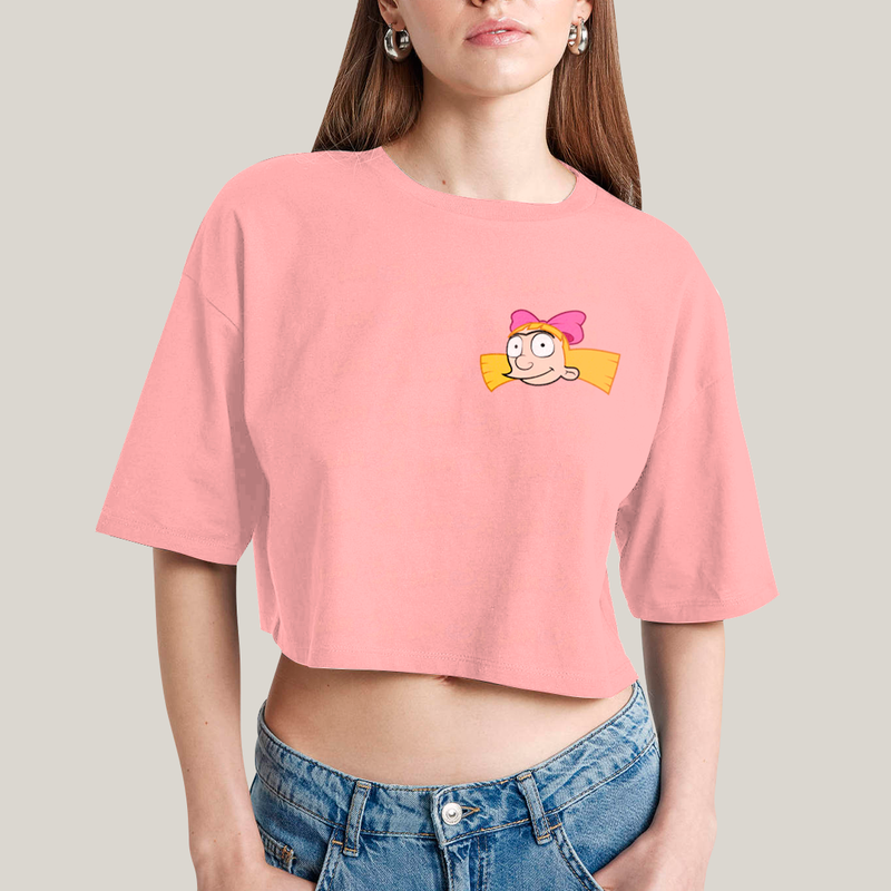 Cropped Oversized Algodão Unissex T shirt Arnold & Helga BFF ou casal FC