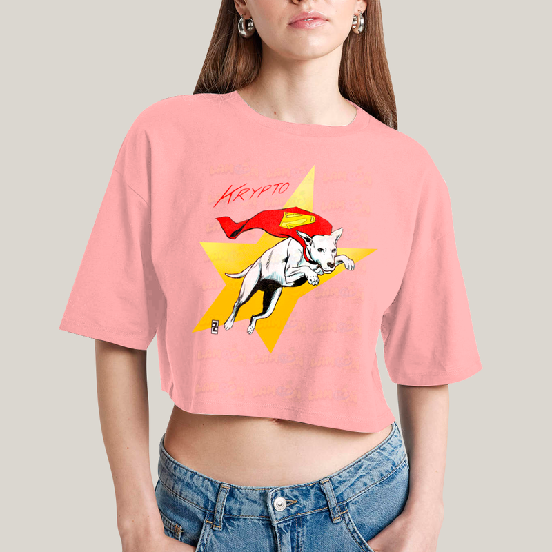 Cropped Oversized Algodão Unissex T shirt Superman Supercão Krypto Star