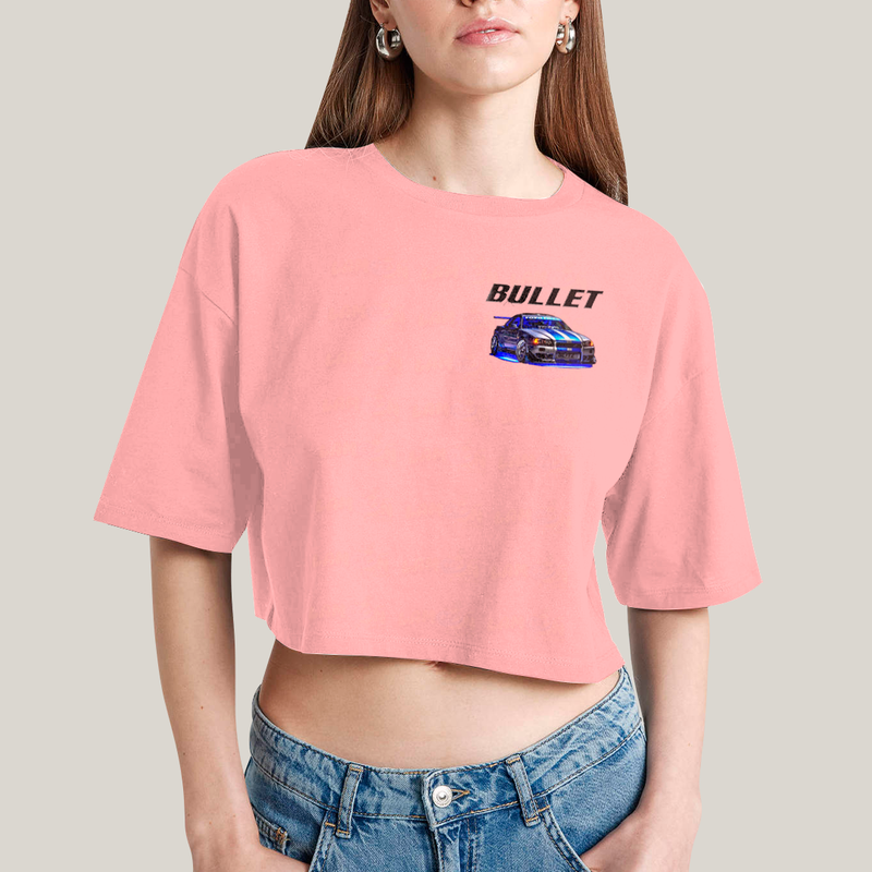 Cropped Oversized Algodão Unissex T shirt Suki & Bullet BFF ou casal FC