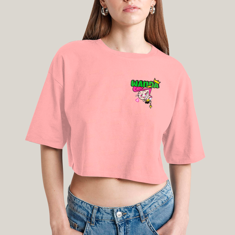 Cropped Oversized Algodão Unissex T shirt Cosmo & Wanda BFF ou casal FC
