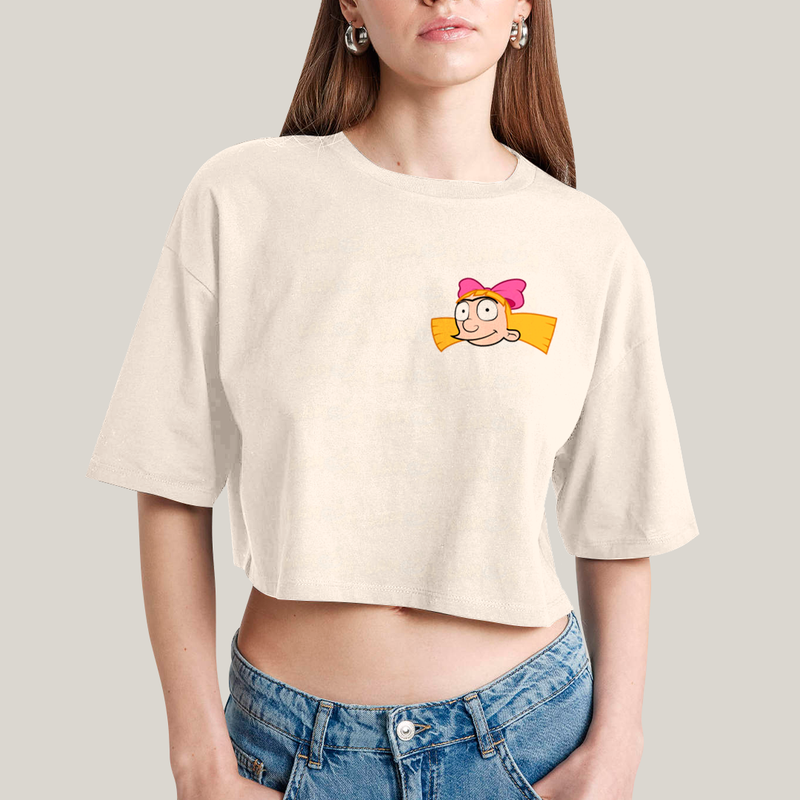 Cropped Oversized Algodão Unissex T shirt Arnold & Helga BFF ou casal FC