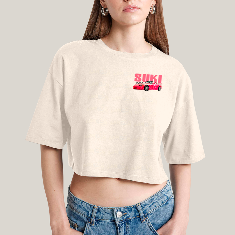Cropped Oversized Algodão Unissex T shirt Suki & Bullet BFF ou casal FC