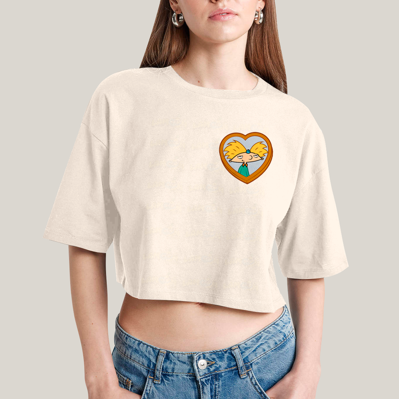 Cropped Oversized Algodão Unissex T shirt Arnold & Helga BFF ou casal FC