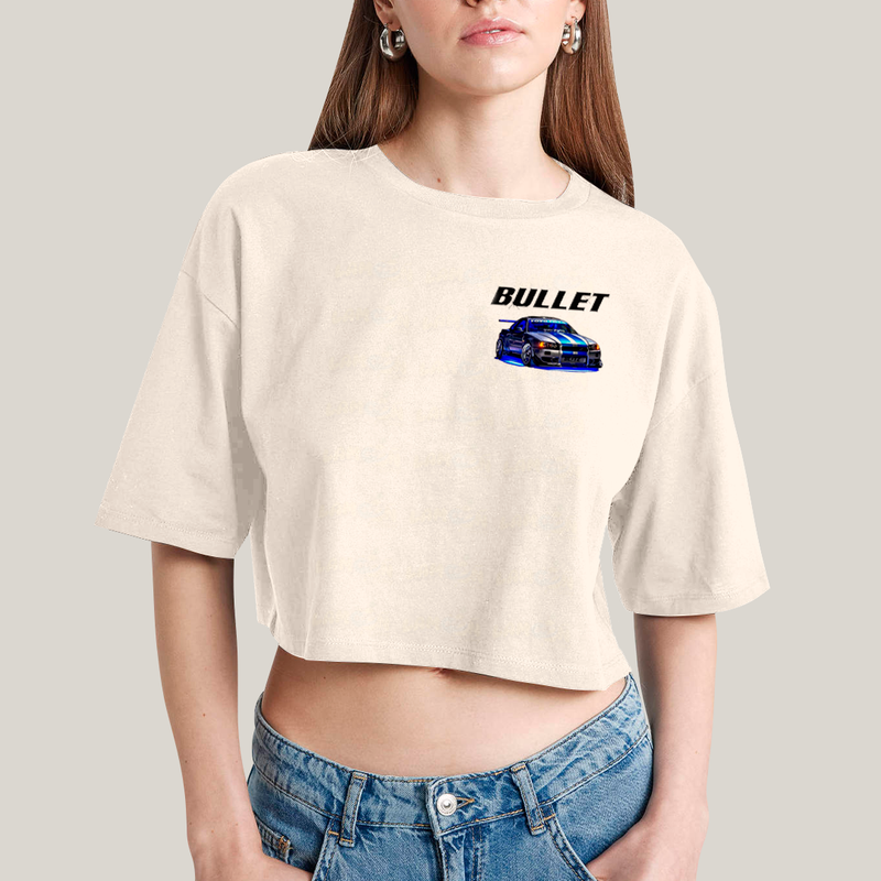 Cropped Oversized Algodão Unissex T shirt Suki & Bullet BFF ou casal FC