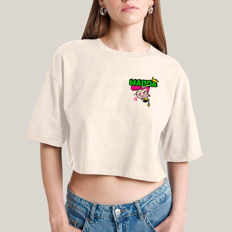 Cropped Oversized Algodão Unissex T shirt Cosmo & Wanda BFF ou casal FC