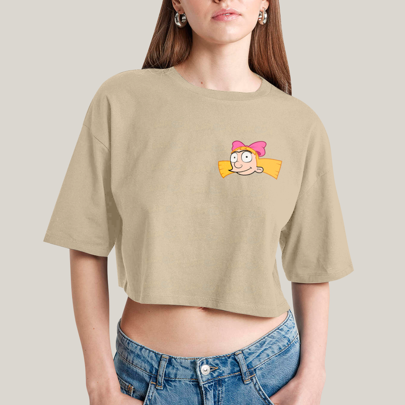 Cropped Oversized Algodão Unissex T shirt Arnold & Helga BFF ou casal FC