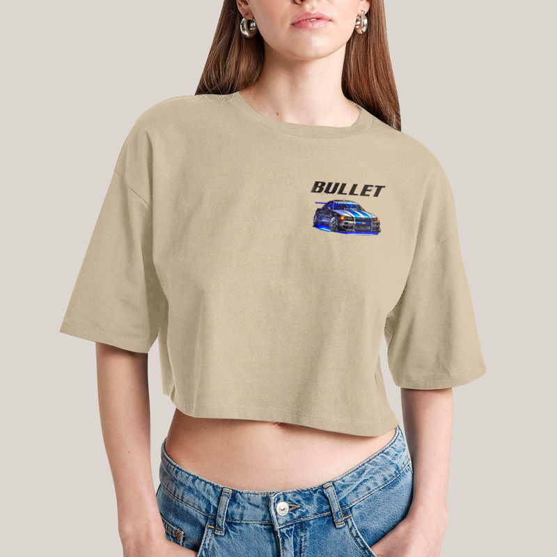 Cropped Oversized Algodão Unissex T shirt Suki & Bullet BFF ou casal FC