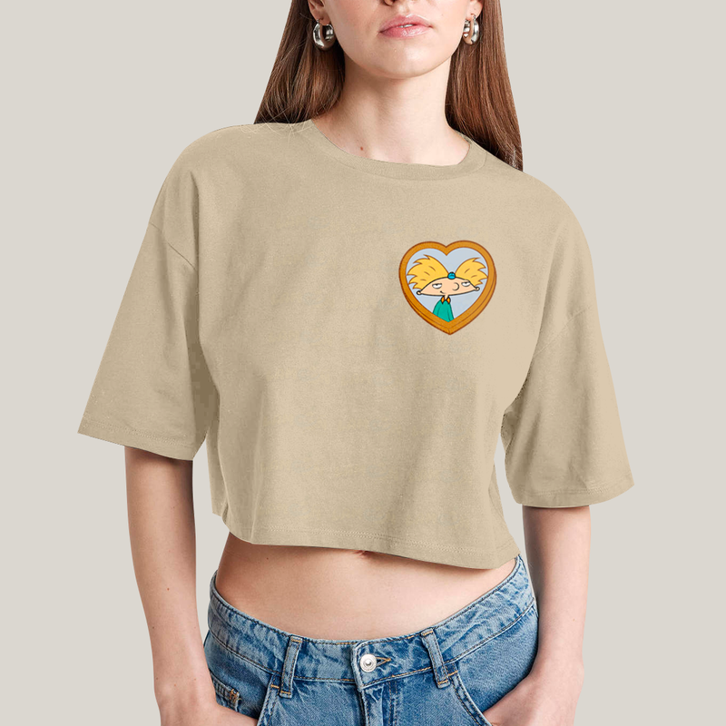 Cropped Oversized Algodão Unissex T shirt Arnold & Helga BFF ou casal FC