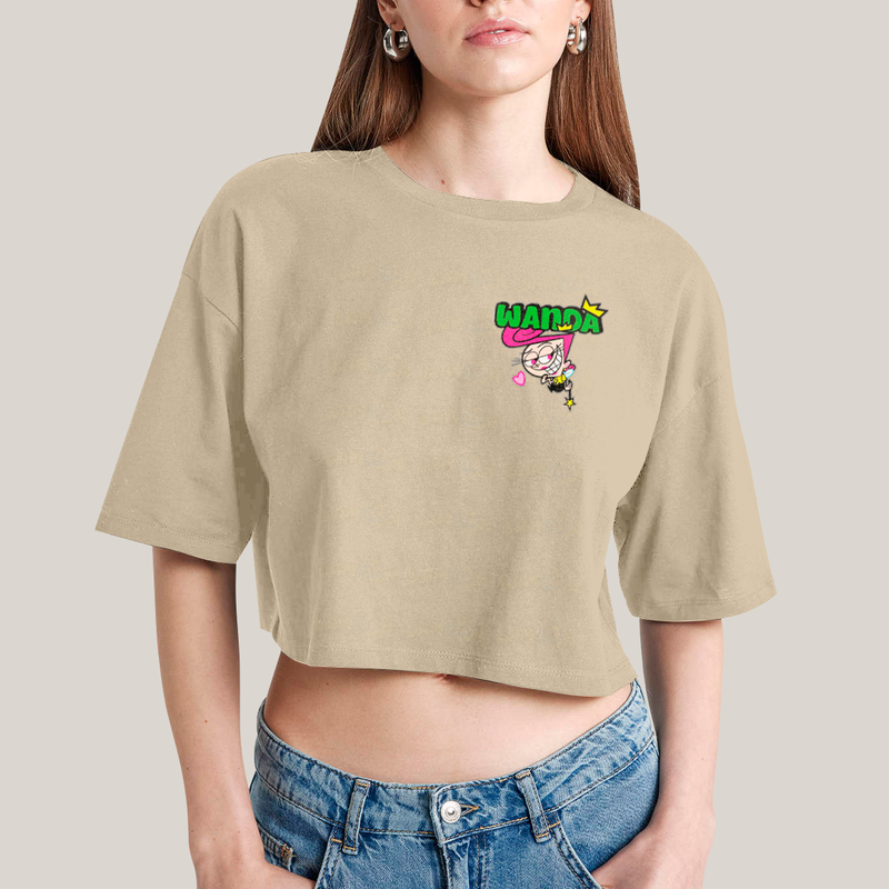 Cropped Oversized Algodão Unissex T shirt Cosmo & Wanda BFF ou casal FC