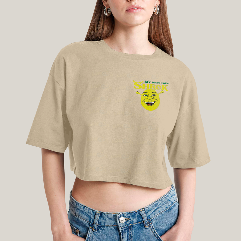 Cropped Oversized Algodão Unissex T shirt Shrek & Fiona BFF ou casal FC