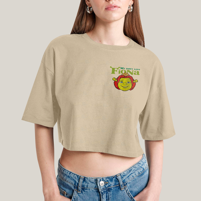 Cropped Oversized Algodão Unissex T shirt Shrek & Fiona BFF ou casal FC