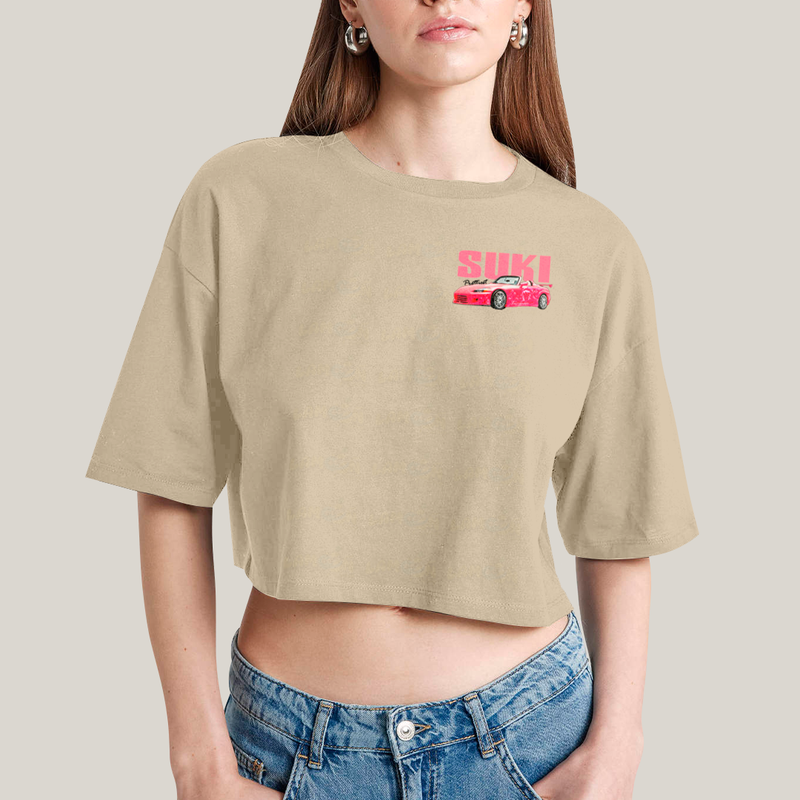 Cropped Oversized Algodão Unissex T shirt Suki & Bullet BFF ou casal FC