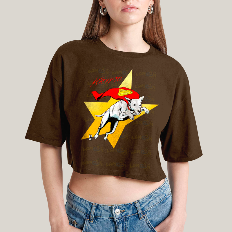 Cropped Oversized Algodão Unissex T shirt Superman Supercão Krypto Star