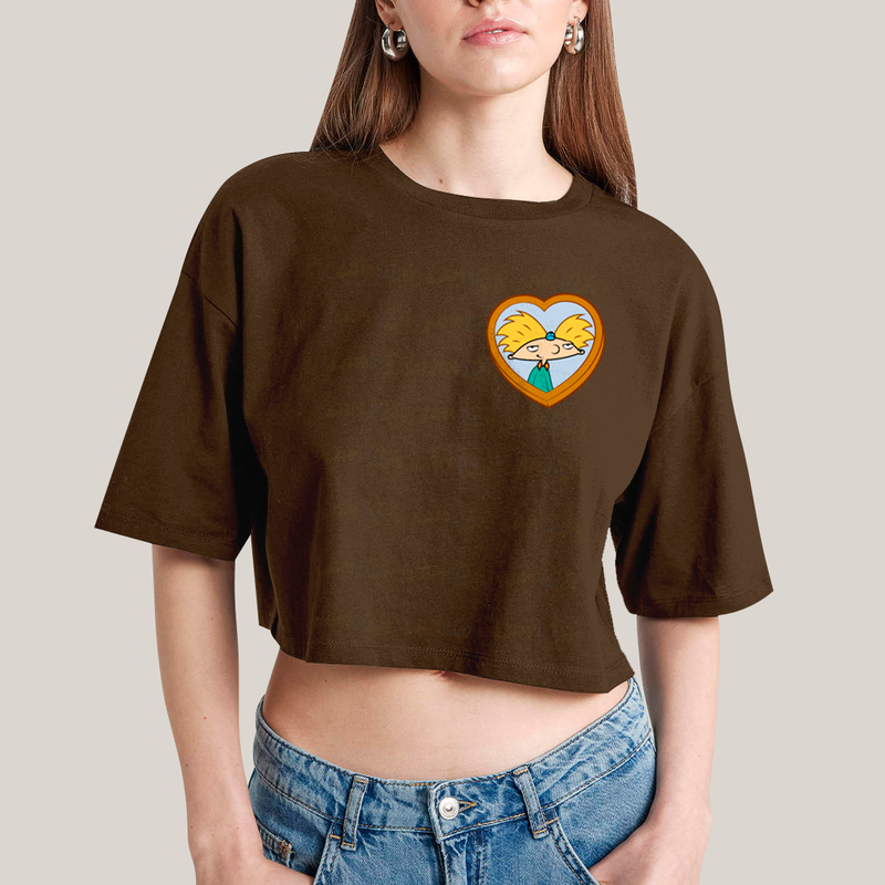 Cropped Oversized Algodão Unissex T shirt Arnold & Helga BFF ou casal FC