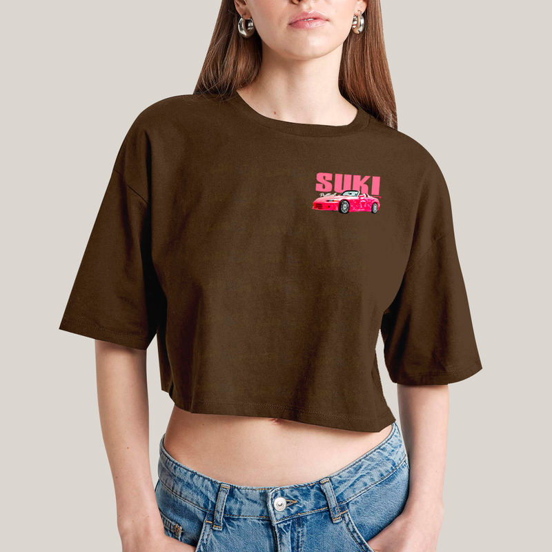 Cropped Oversized Algodão Unissex T shirt Suki & Bullet BFF ou casal FC