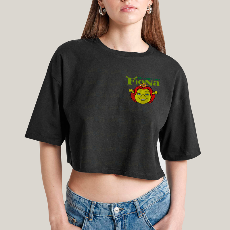 Cropped Oversized Algodão Unissex T shirt Shrek & Fiona BFF ou casal FC