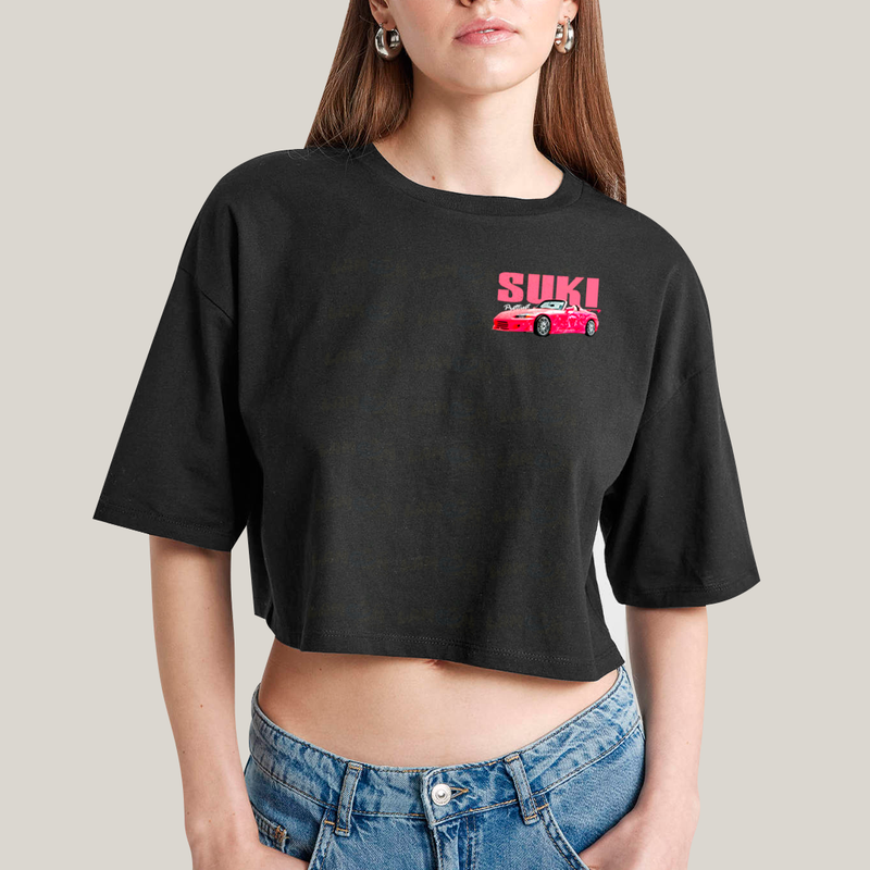 Cropped Oversized Algodão Unissex T shirt Suki & Bullet BFF ou casal FC