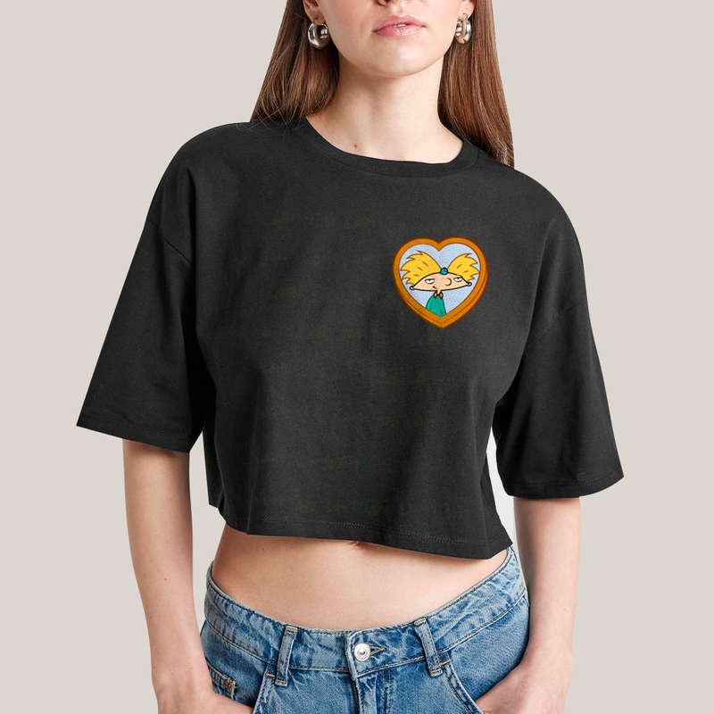 Cropped Oversized Algodão Unissex T shirt Arnold & Helga BFF ou casal FC