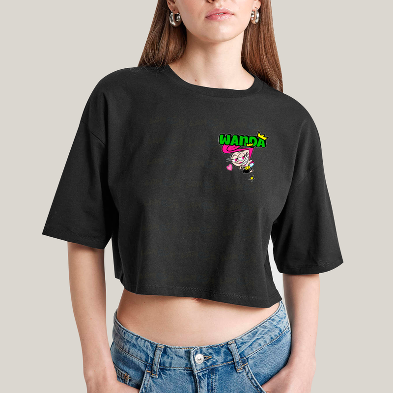 Cropped Oversized Algodão Unissex T shirt Cosmo & Wanda BFF ou casal FC