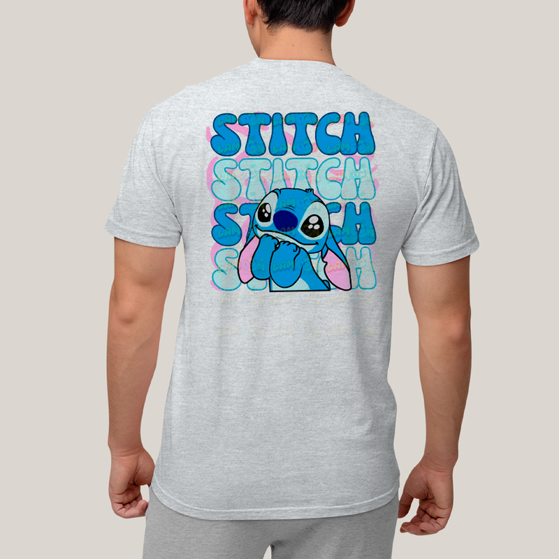 Camiseta Algodão Unissex T shirt Lilo & Stitch Bolso F/C