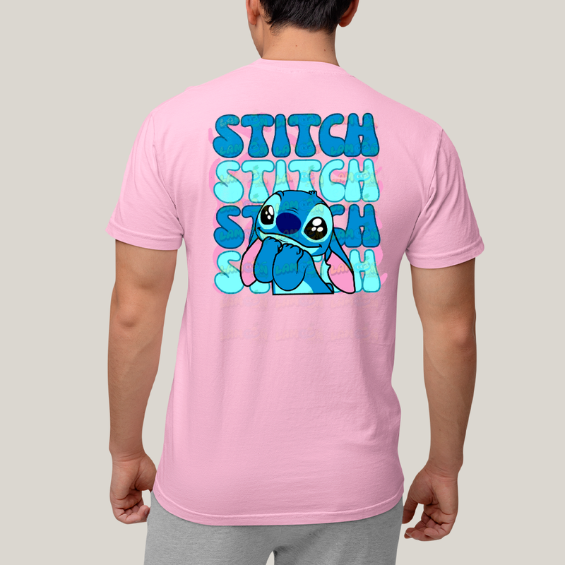 Camiseta Algodão Unissex T shirt Lilo & Stitch Bolso F/C