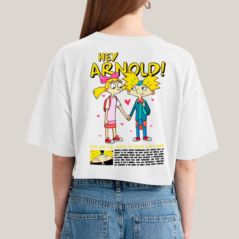 Cropped Oversized Algodão Unissex T shirt Arnold & Helga BFF ou casal FC