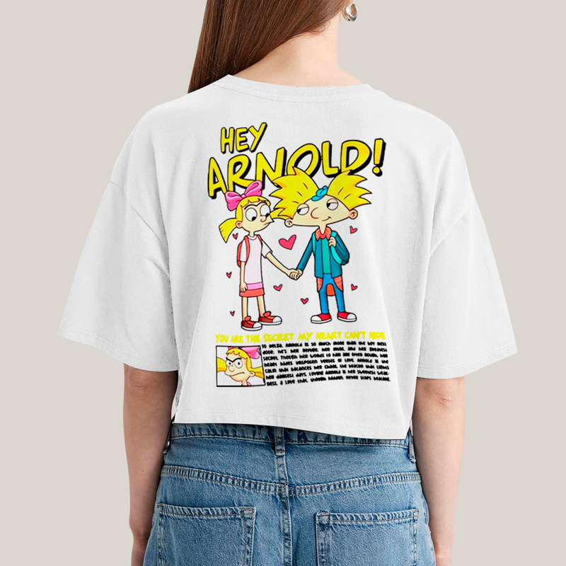 Cropped Oversized Algodão Unissex T shirt Arnold & Helga BFF ou casal FC