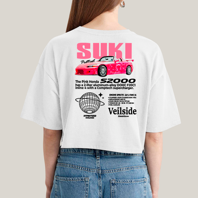 Cropped Oversized Algodão Unissex T shirt Suki & Bullet BFF ou casal FC