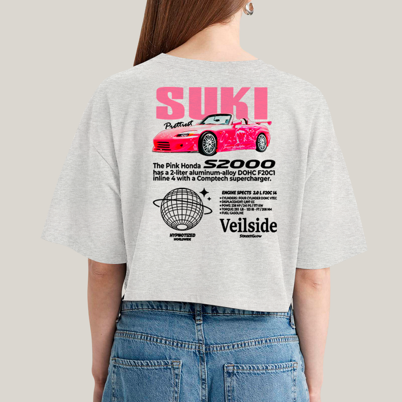 Cropped Oversized Algodão Unissex T shirt Suki & Bullet BFF ou casal FC