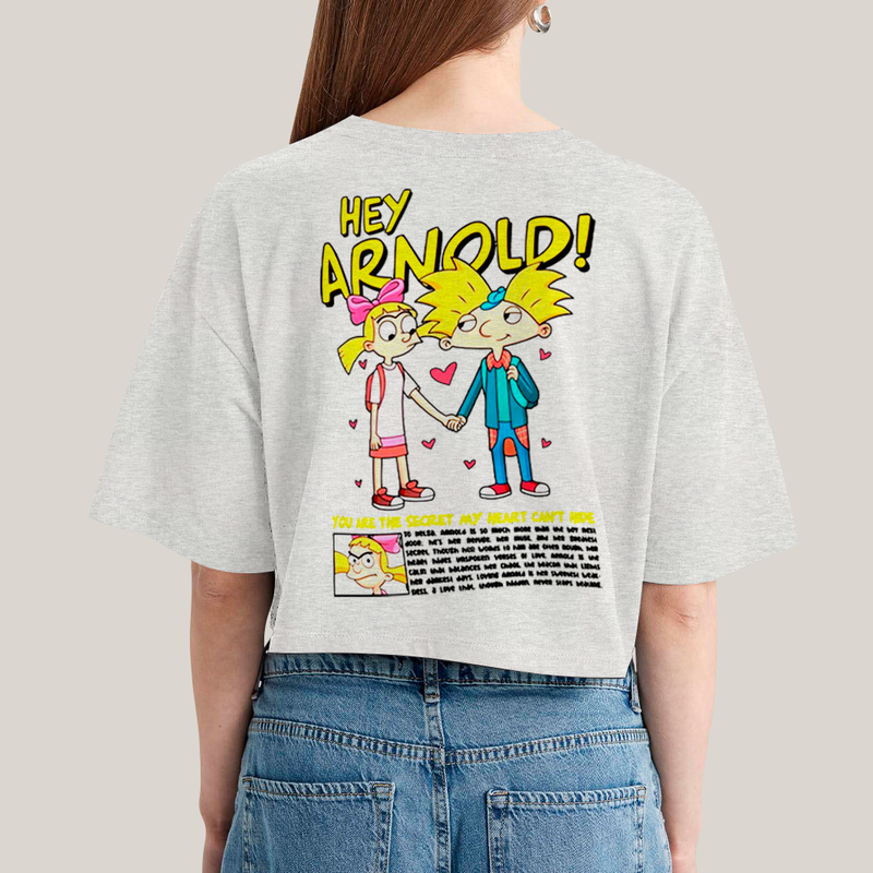 Cropped Oversized Algodão Unissex T shirt Arnold & Helga BFF ou casal FC