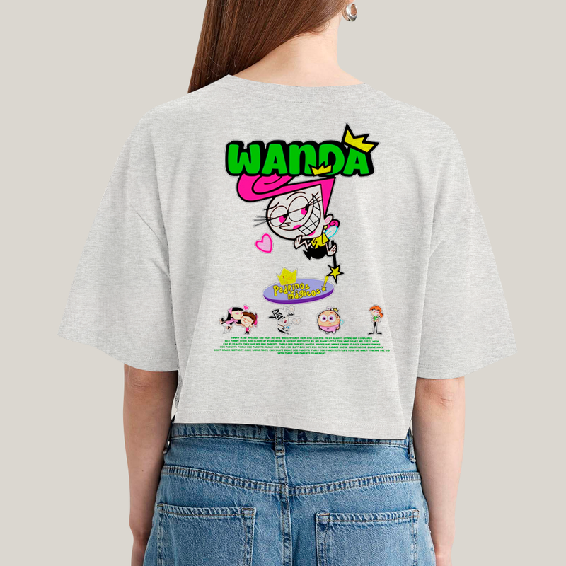 Cropped Oversized Algodão Unissex T shirt Cosmo & Wanda BFF ou casal FC