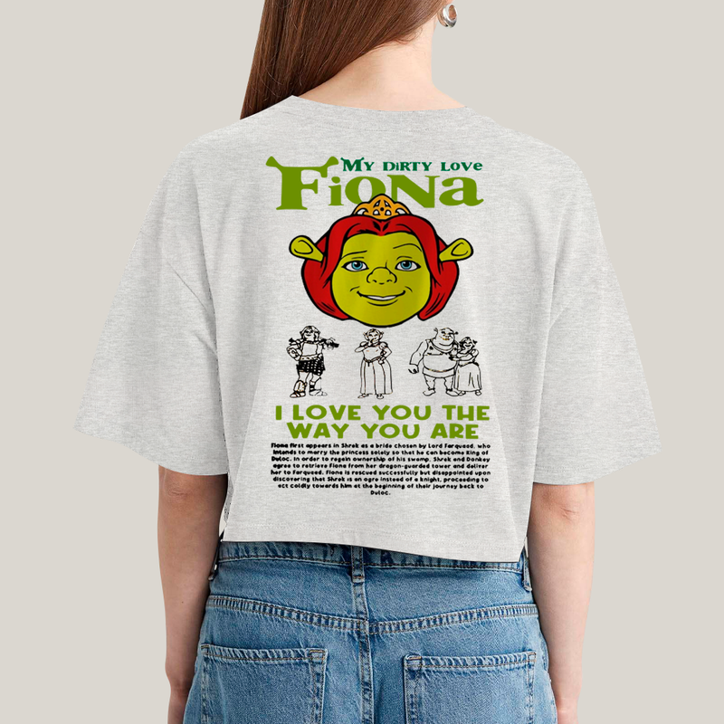 Cropped Oversized Algodão Unissex T shirt Shrek & Fiona BFF ou casal FC