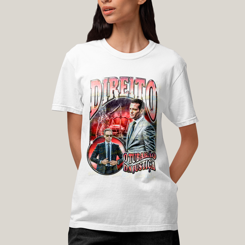 Camiseta Algodão Unissex T shirt - Direito o Tubarão da Justiça Meme advogado advocacia