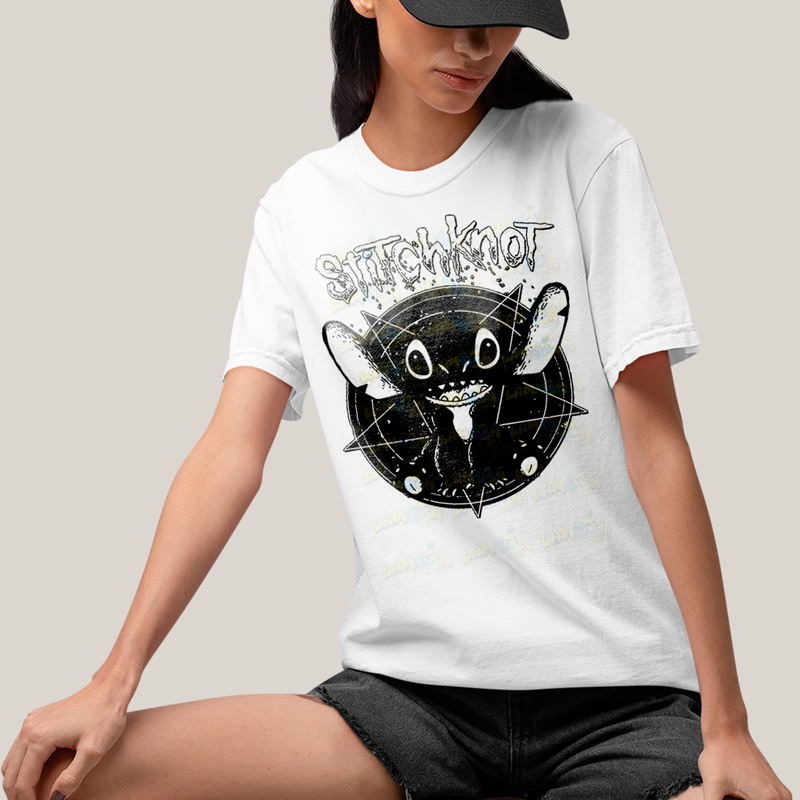 Camiseta Algodão Unissex T shirt Stitchknot Lilo & Stitch