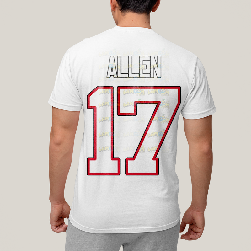 Camiseta Algodão Unissex T shirt -Josh Allen 17 Jogador de Futebol Americano FC