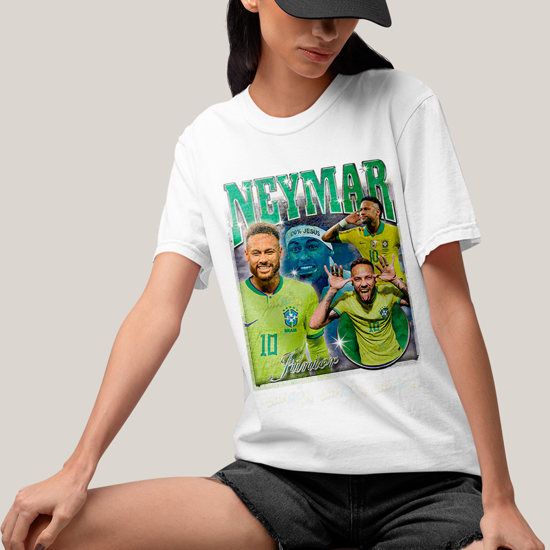Camiseta Algodão Unissex T shirt - Neymar Júnior 100% Jesus jogador de futebol