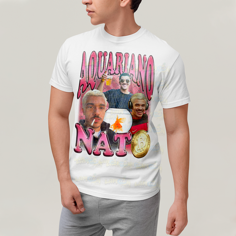 Camiseta Algodão Unissex T shirt - Aquariano Nato Chico Moedas