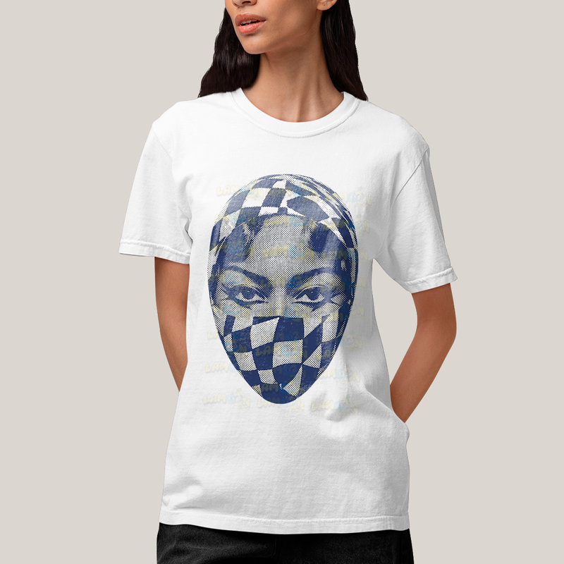 Camiseta Algodão Unissex T shirt - Byonce Cowboy Rosto azul