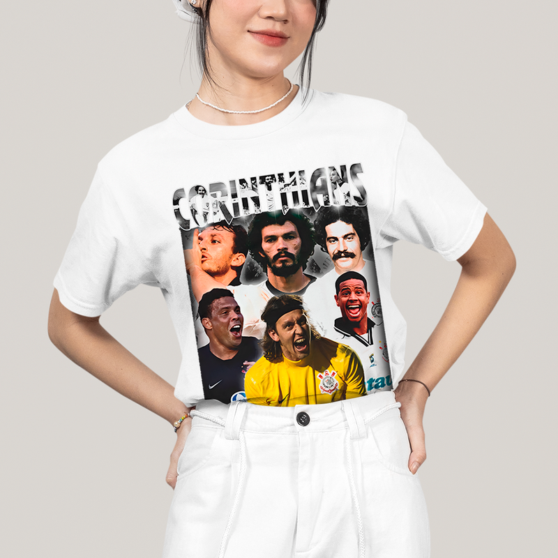 Camiseta Algodão Unissex T shirt - Futebol Ídolos Antigos Cássio Marcelinho Carioca Ronaldo Corinthians