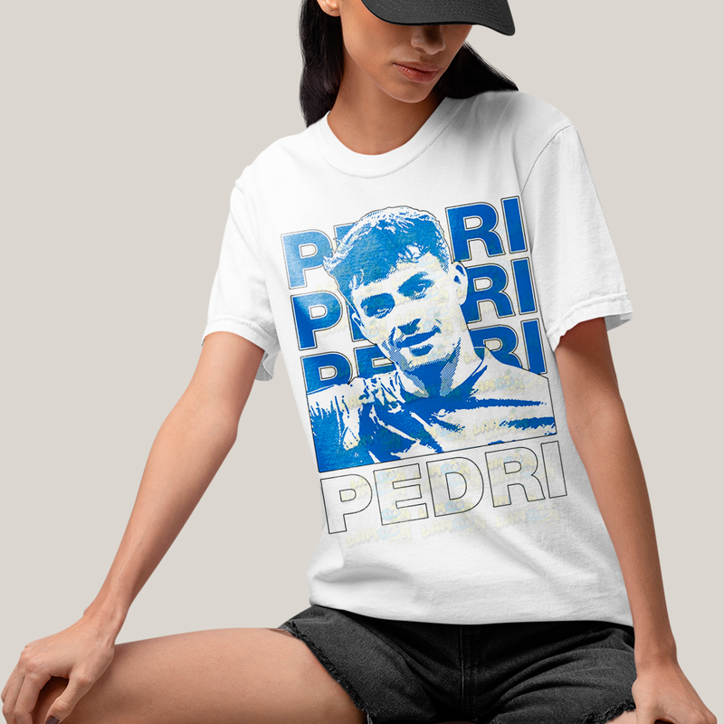 Camiseta Algodão Unissex T shirt Pedri Jogador Barcelona Espanha