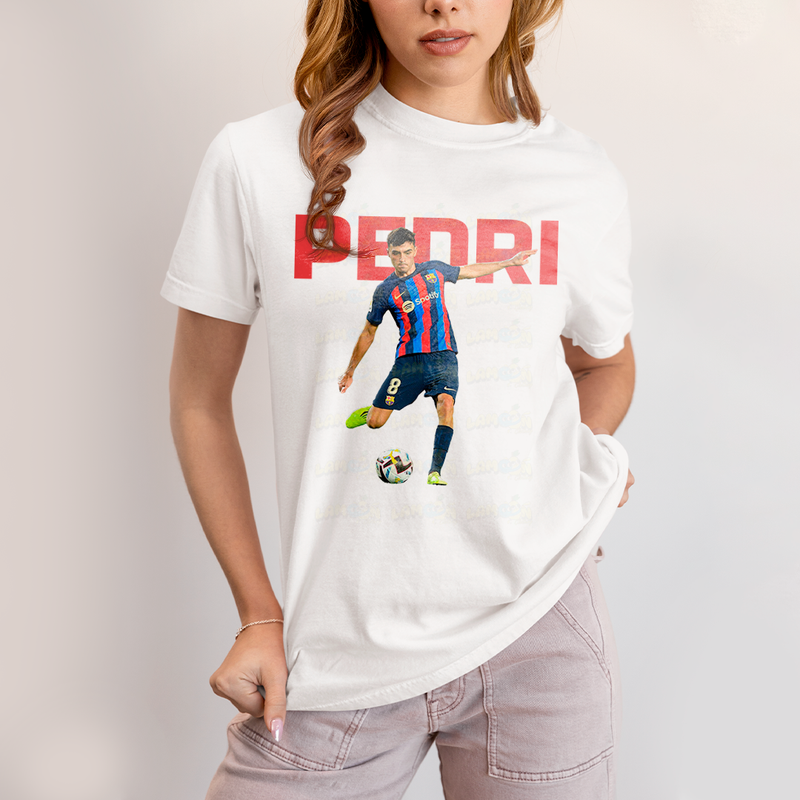 Camiseta Algodão Unissex T shirt - Pedri Jogador Barcelona Espanha